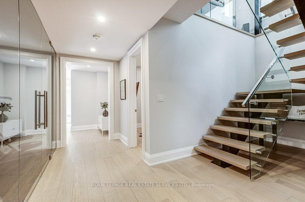 Glass railings continue downstairs