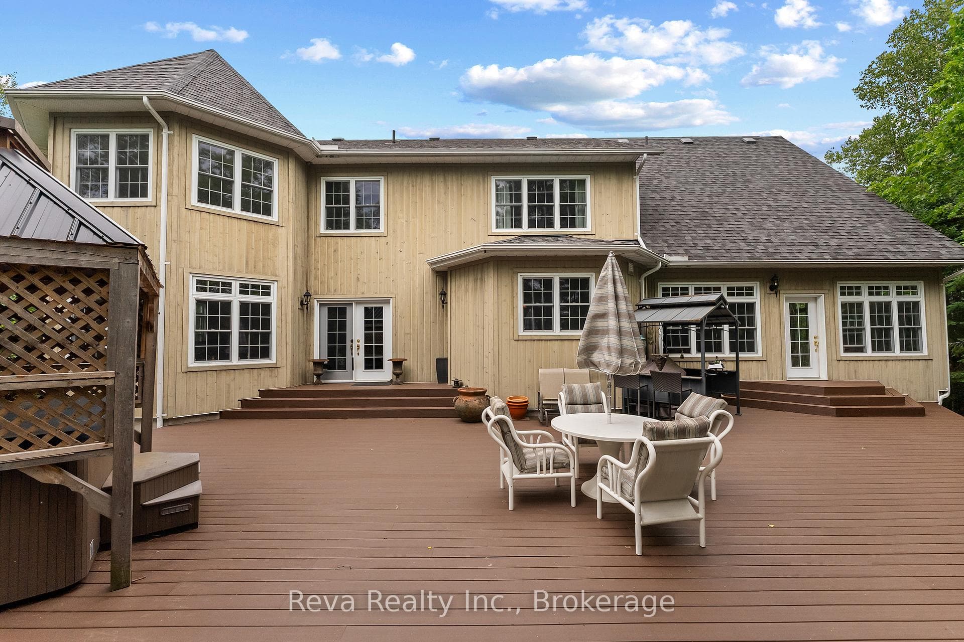 Lakeside deck with hot tub