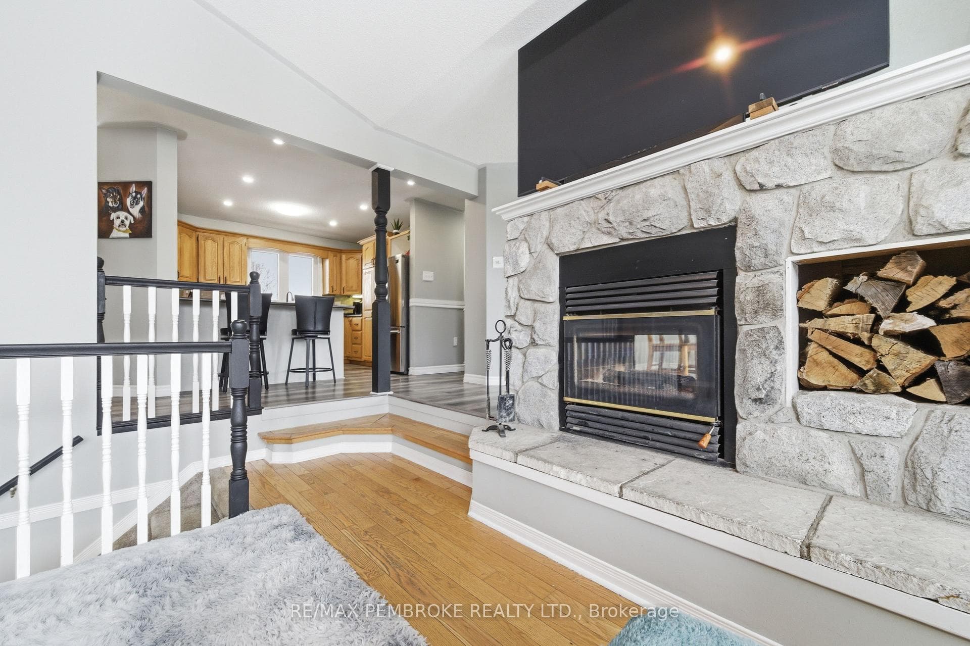 View of the fireplace in living room