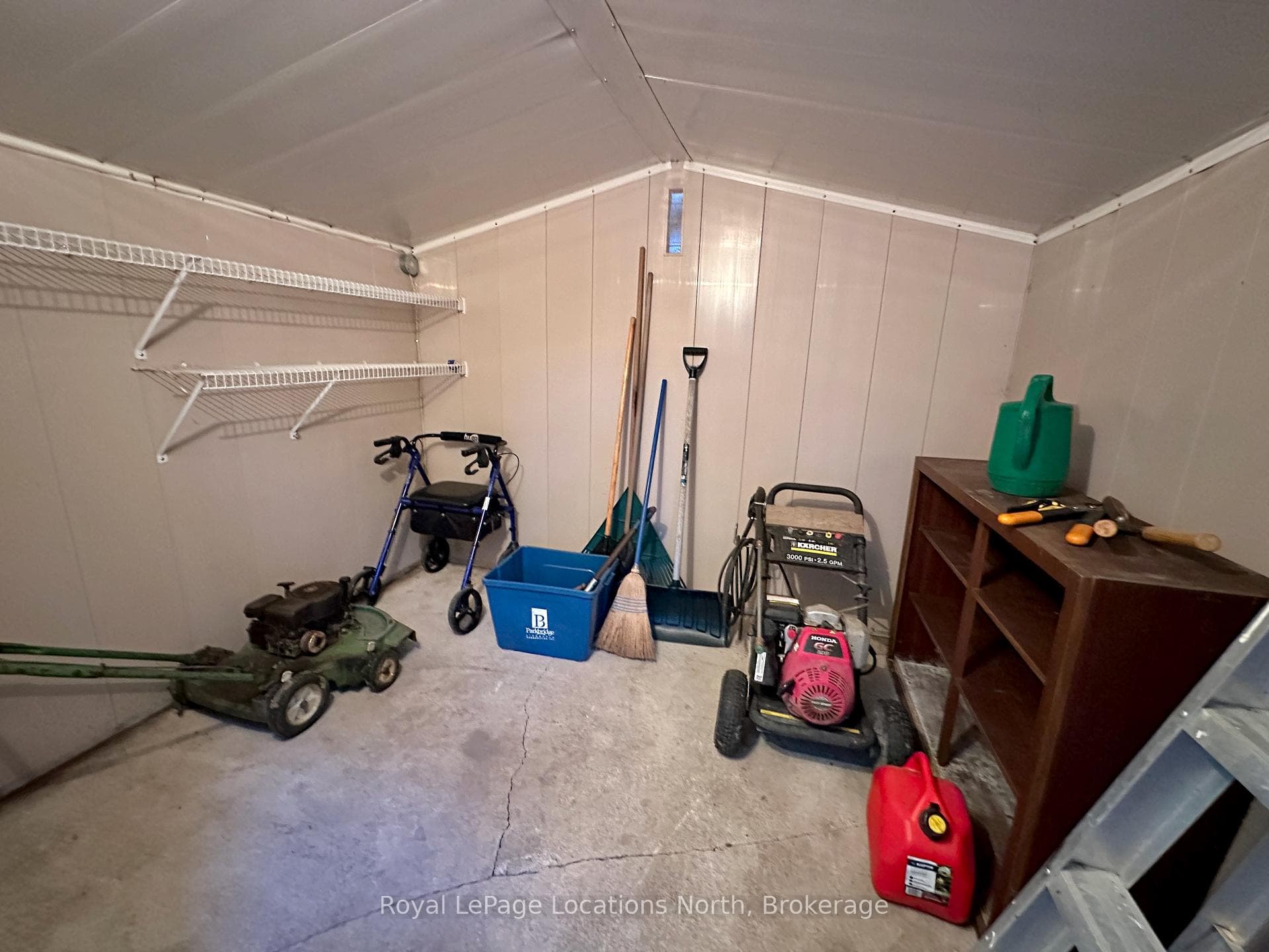 Inside shed with power and light