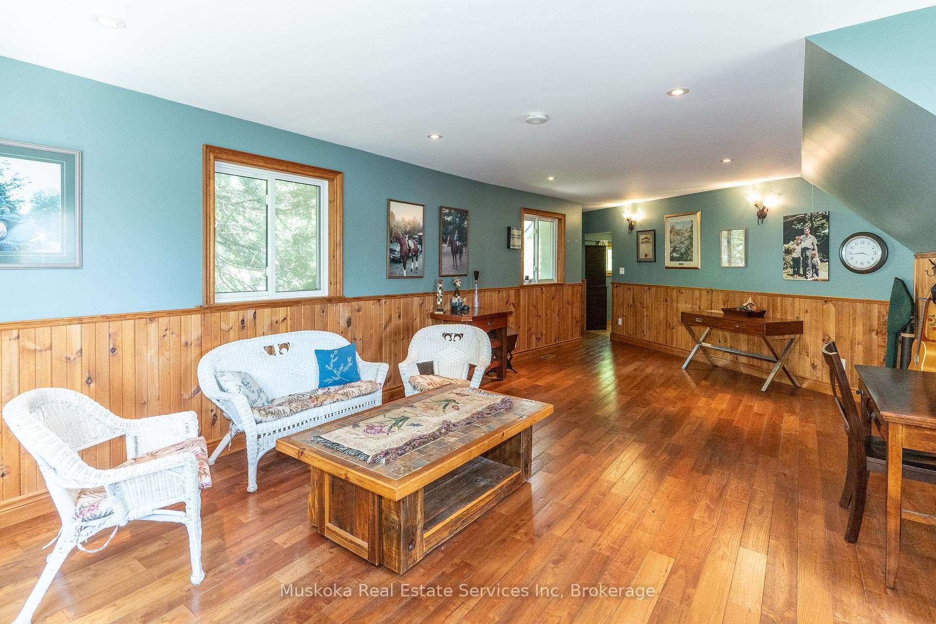 Newer addition with polished wood floors.