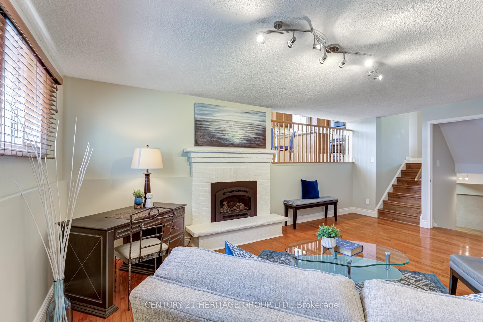 Painted Brick Gas Fireplace