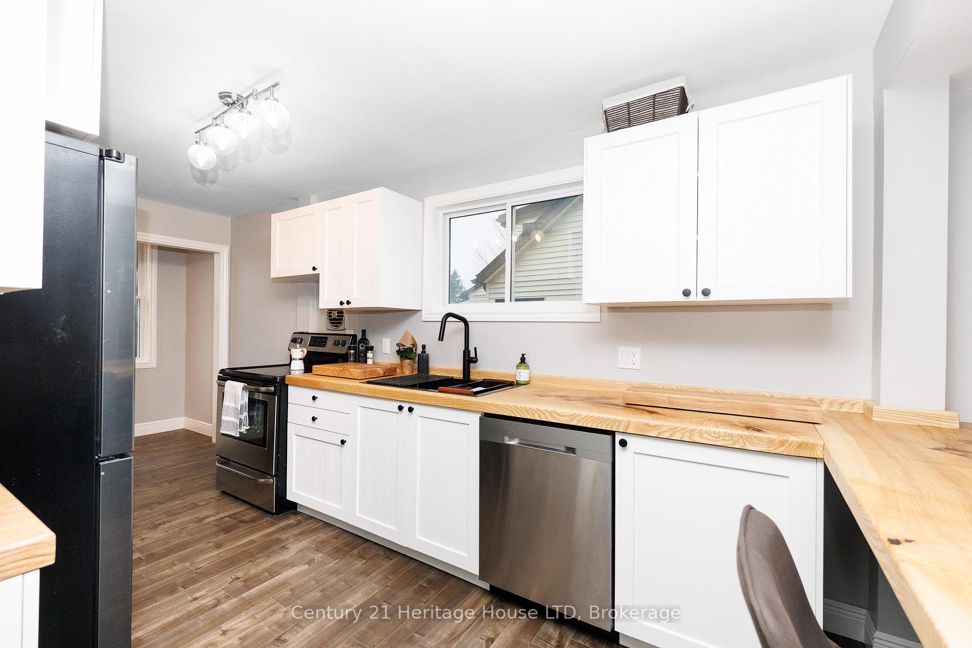 updated kitchen with stainless steel appliances
