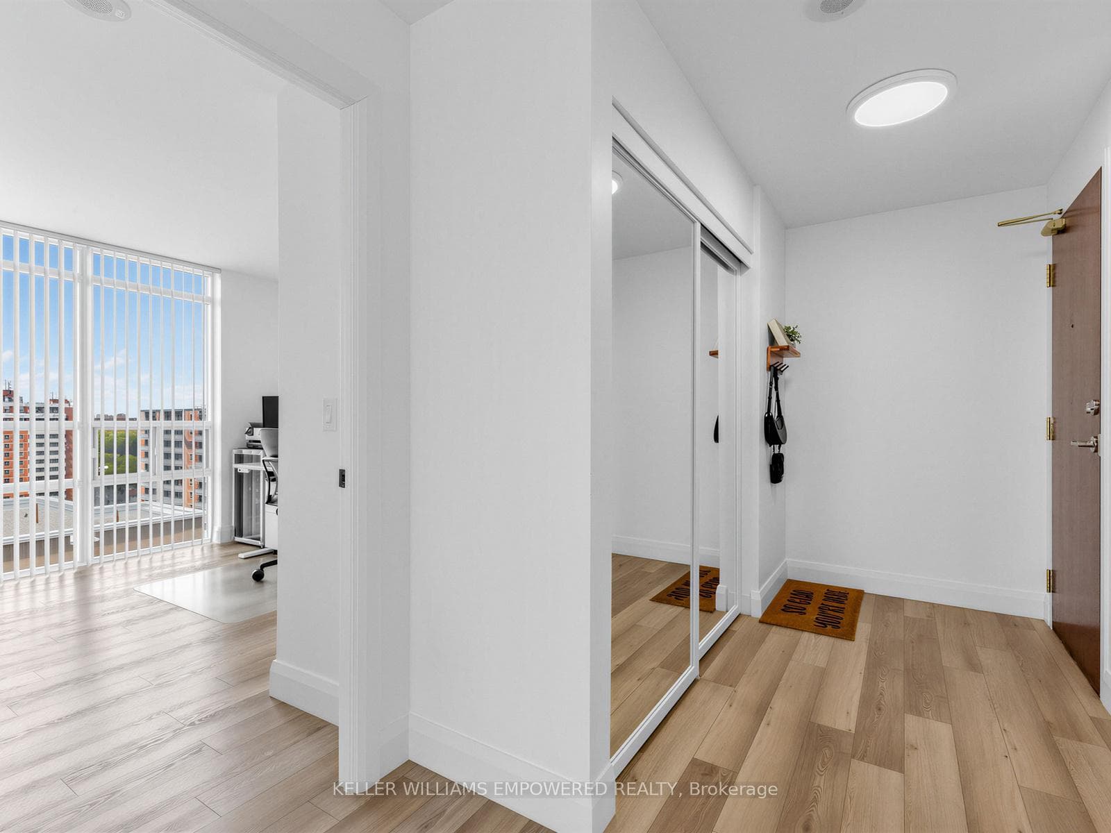 Oversized Mirrored Hall Closet With Organizers