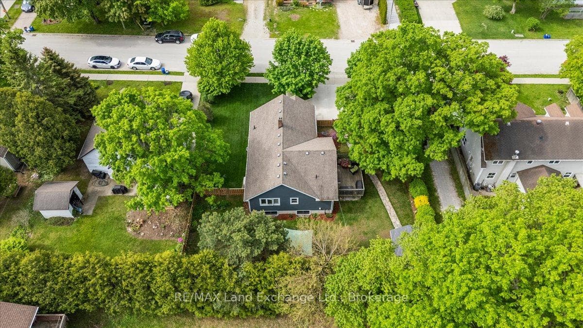 Mature landscaping.