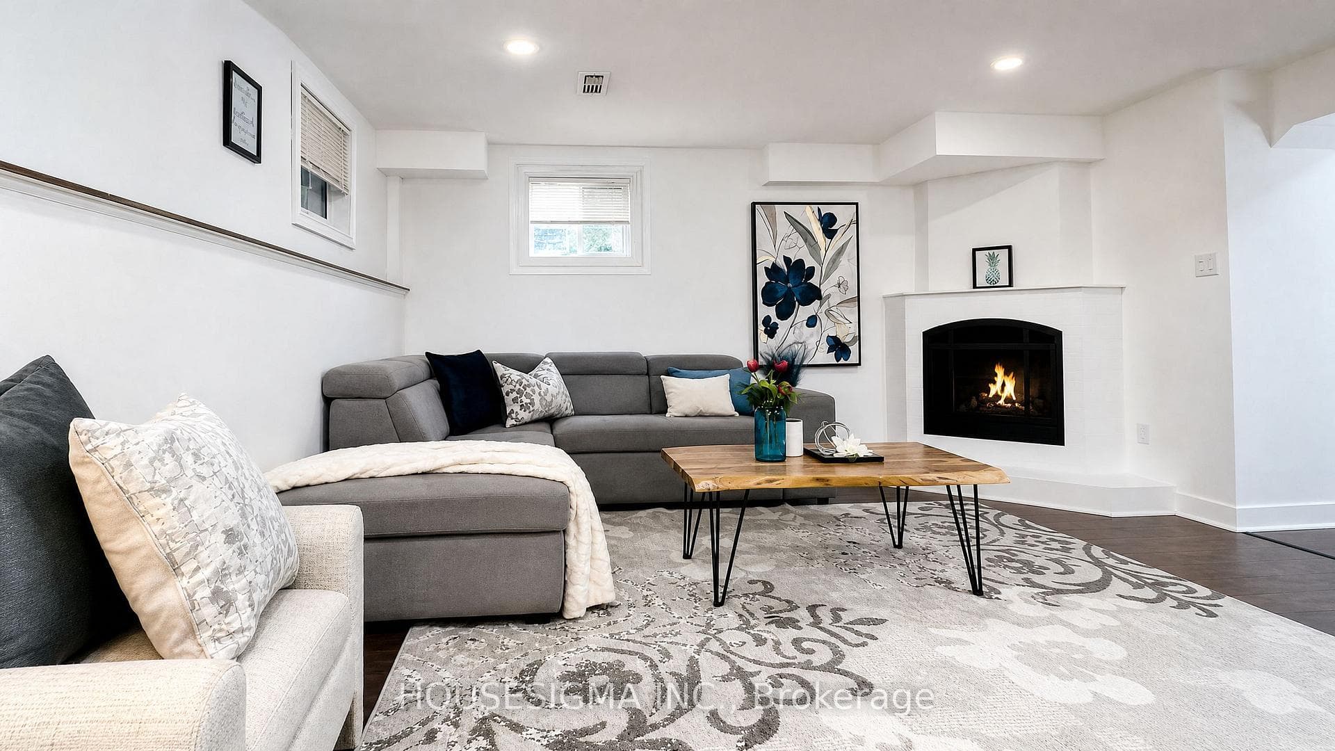 Fireplace view basement