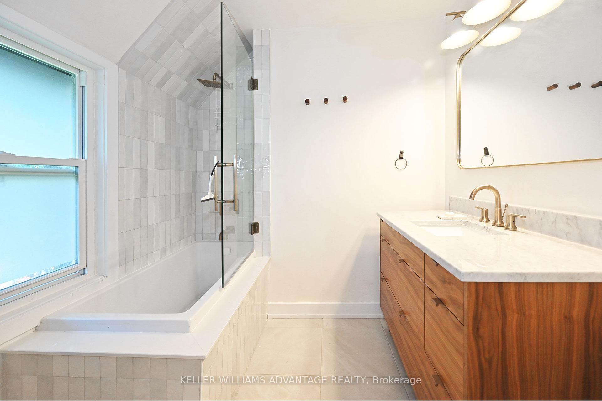 Gorgeous bath with soaker tub and heated floors