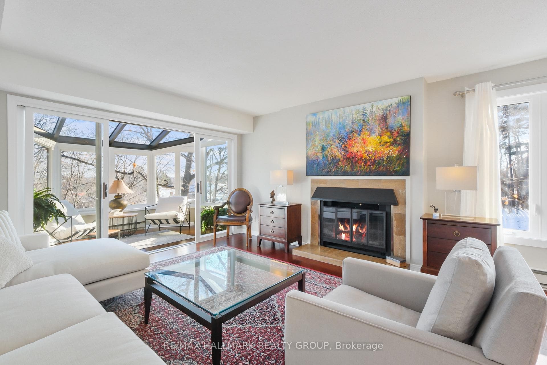 Wood burning fireplace