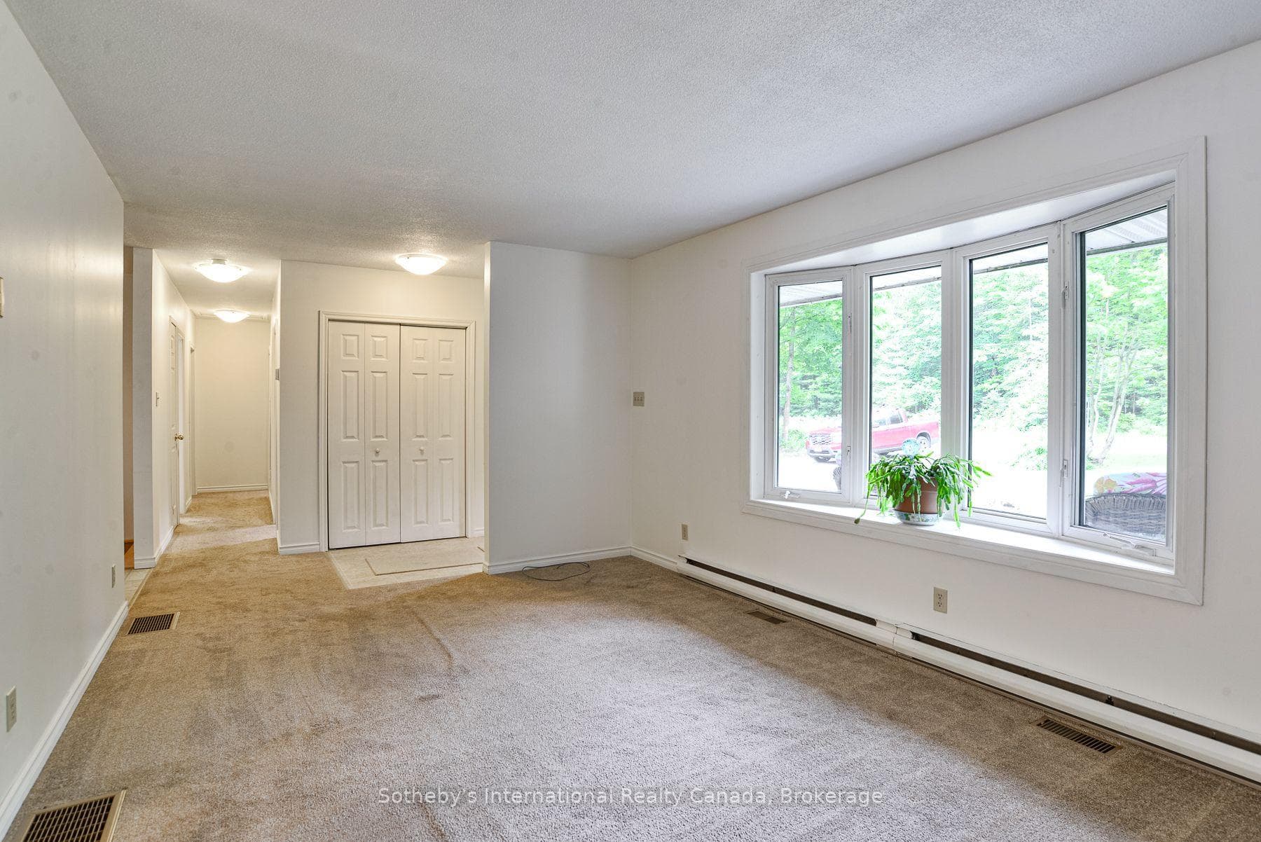 Natural light bay window in living room.