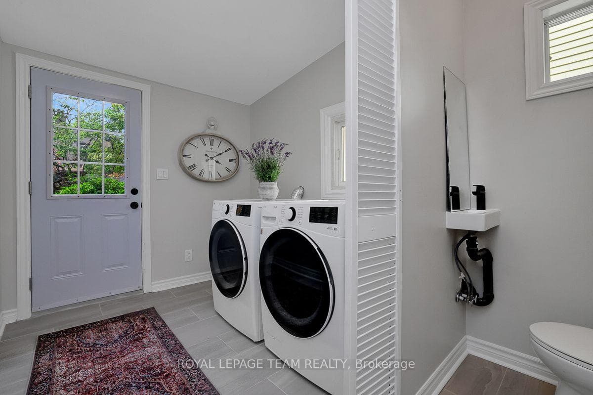 Front load washer and dryer.