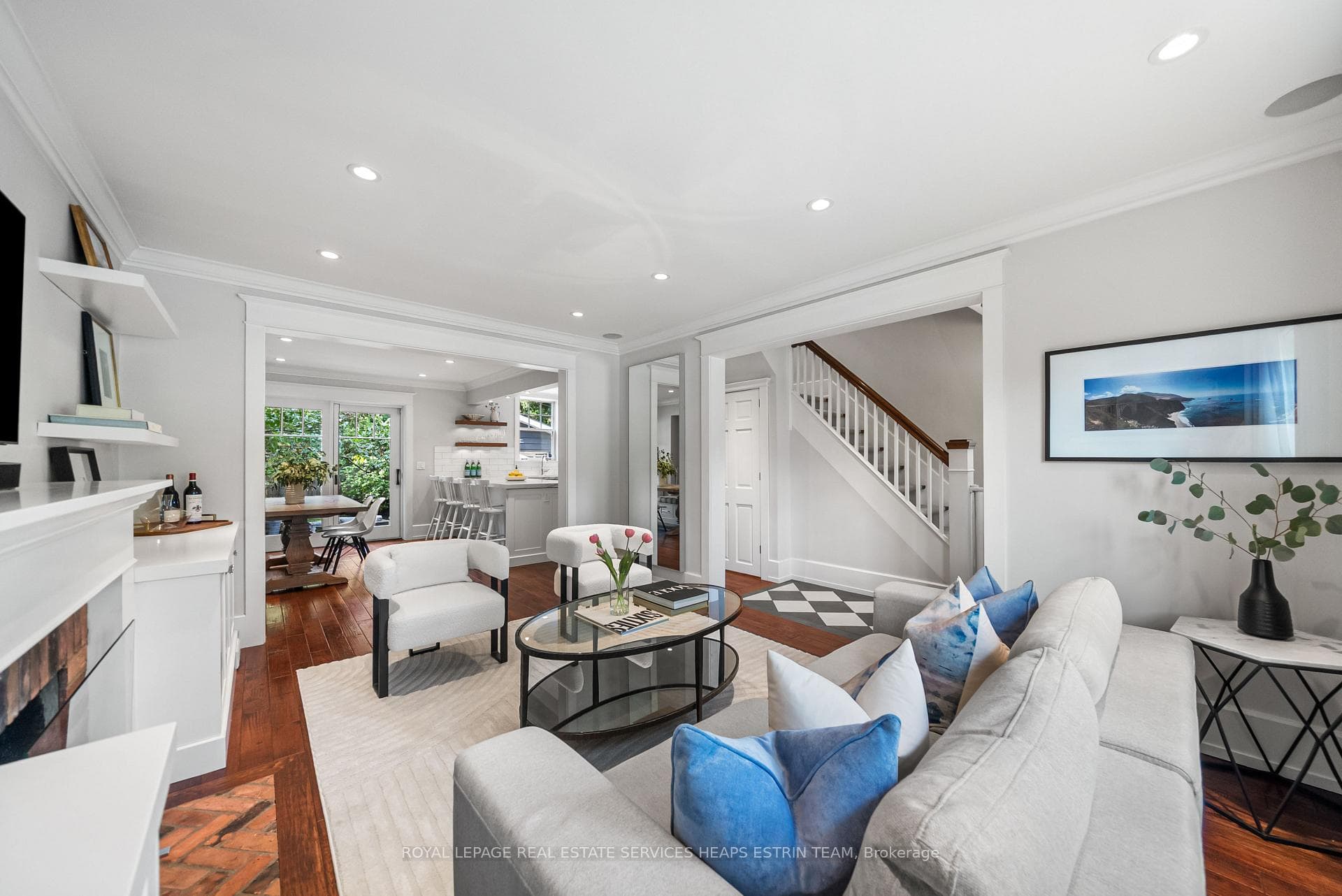 Open to dining and kitchen
