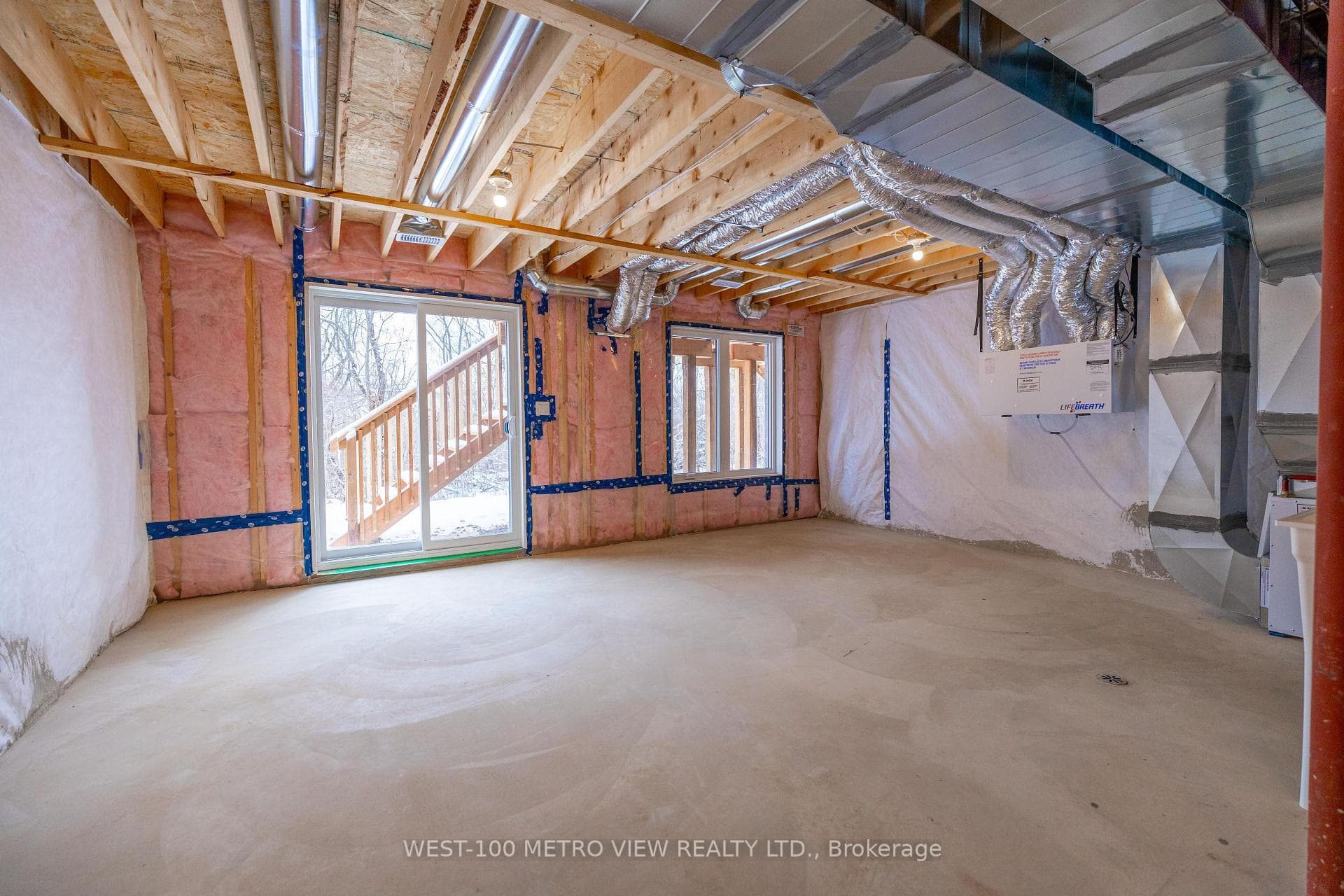 Sliding door basement walkout.