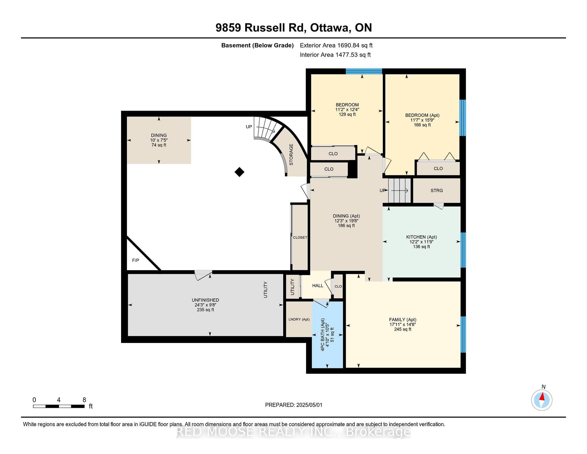 Basement showing in-law suite/2 bed apartment