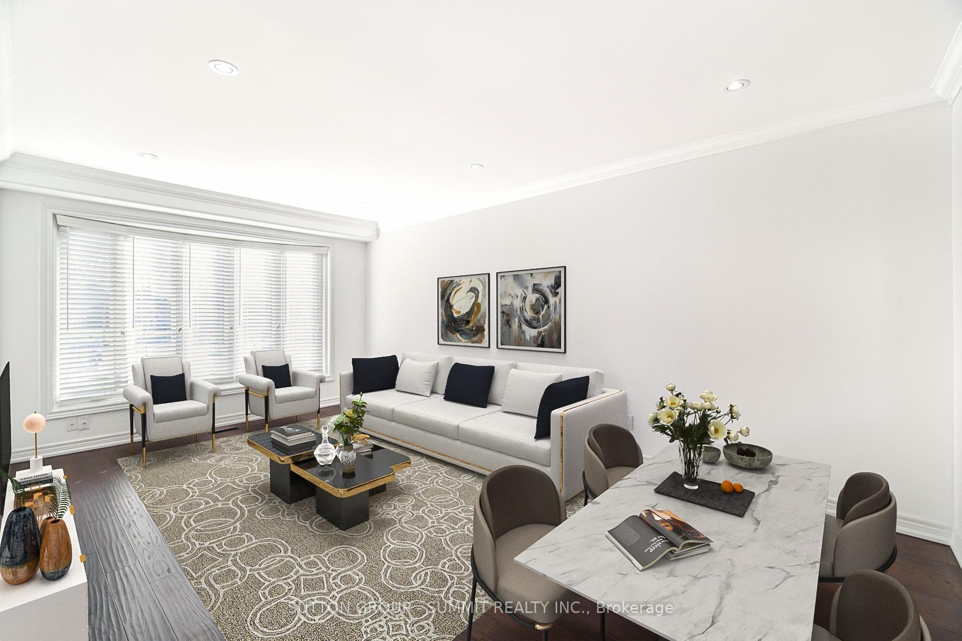 Vstaged living/dining room