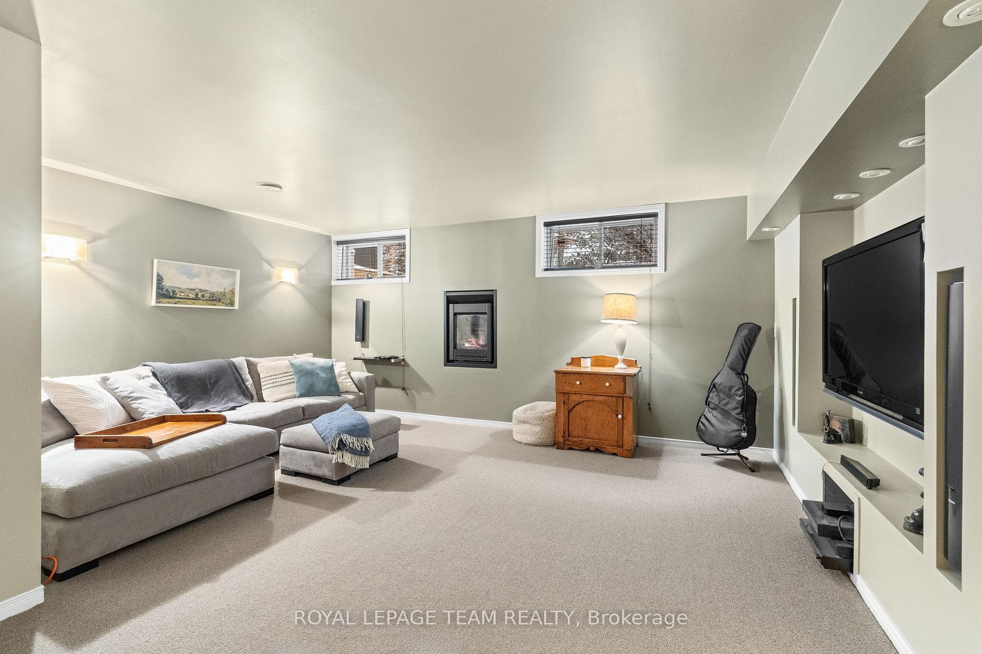 Lower level with gas fireplace