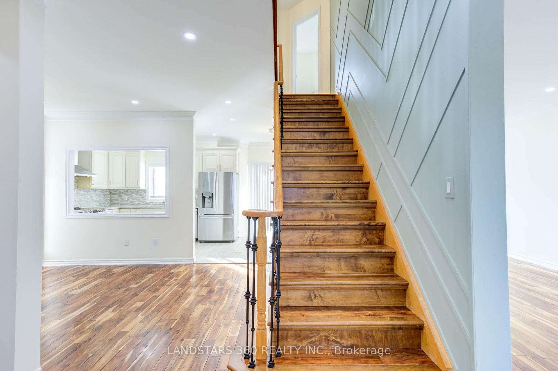 Premium Wood Staircase W/ Wrought Iron Picket