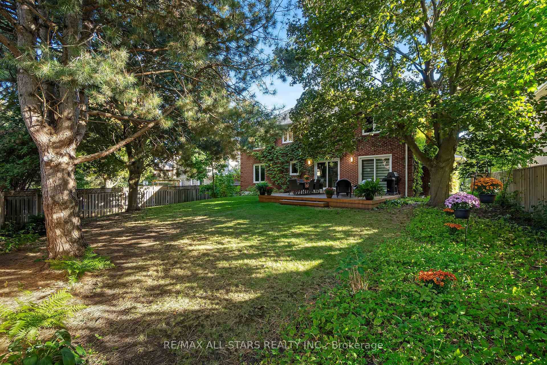 Oversized back deck w premium backyard.