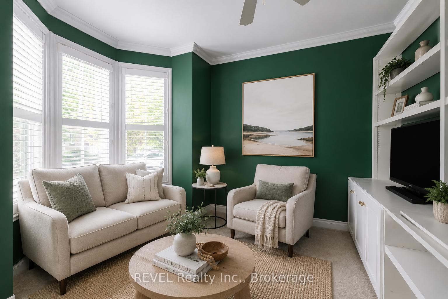 Virtually staged den/tv room