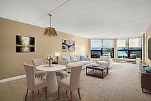 Virtually Staged Living/Dining overlooks Marina