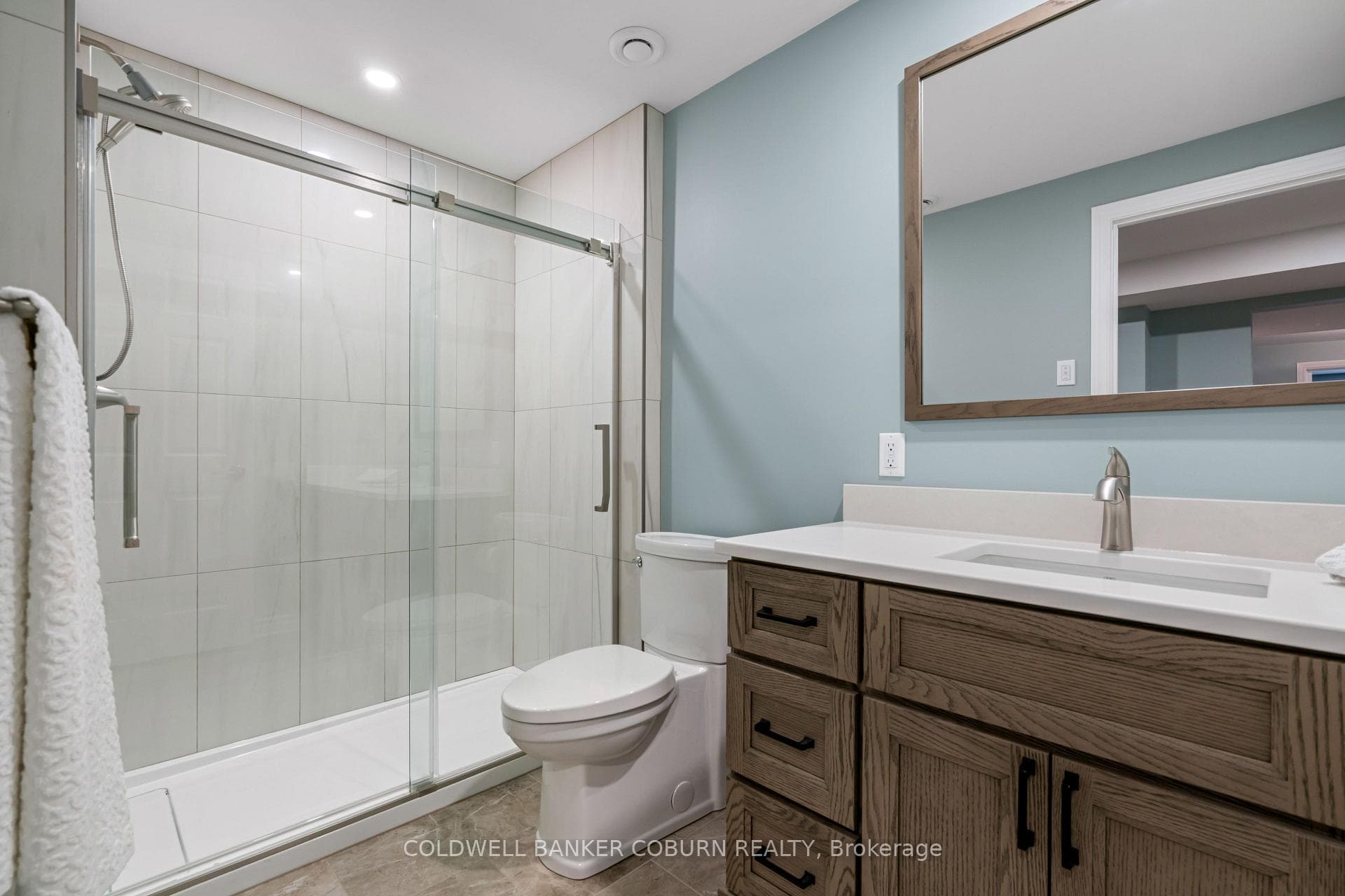 Lower level 3 pc bath with walk in shower