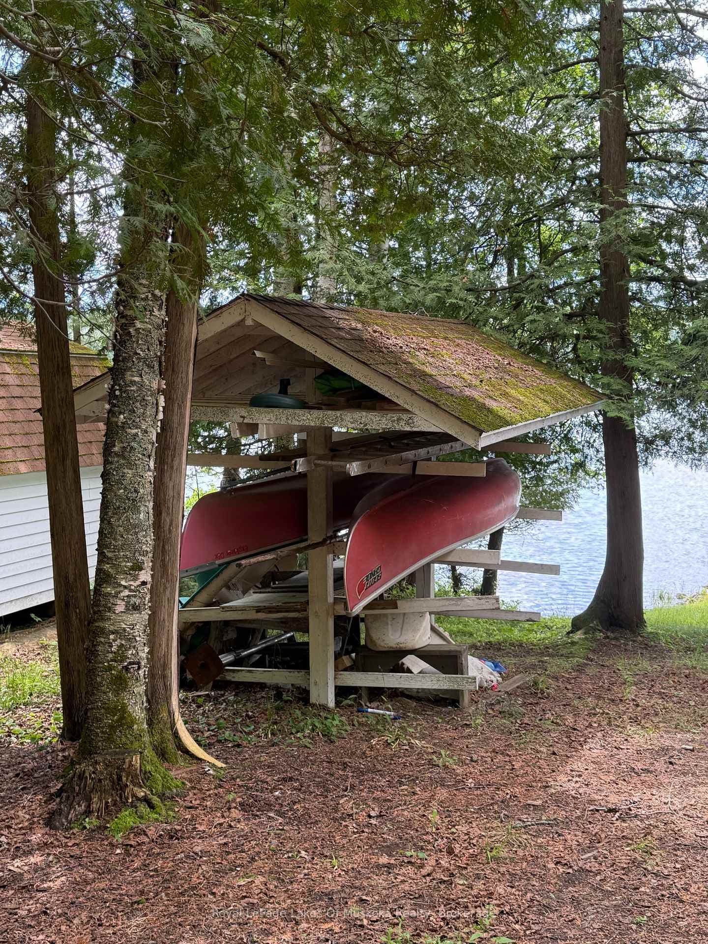 Nostalgic Canoe Rack at the Shoreline