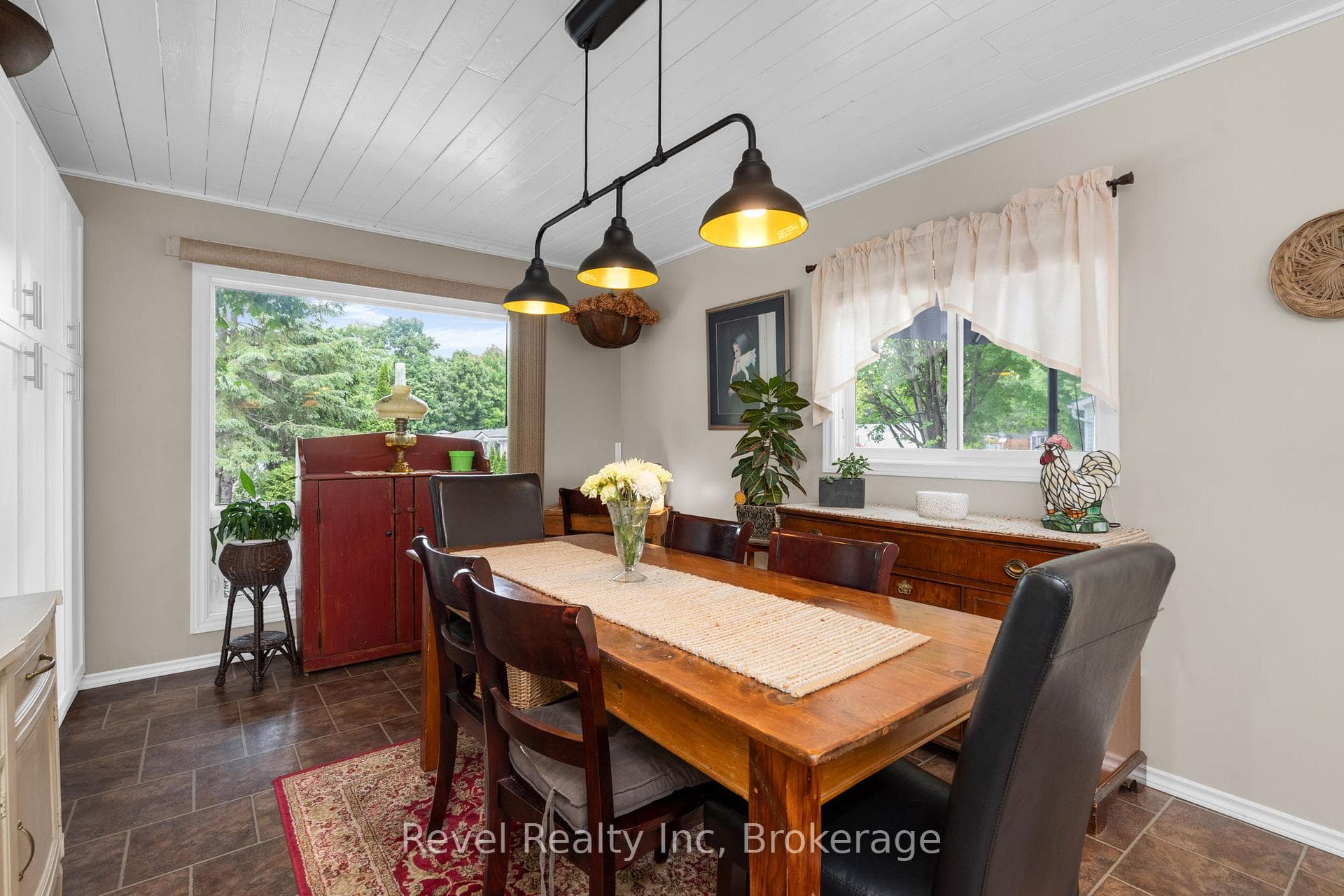 Large dining room with lots of natural light
