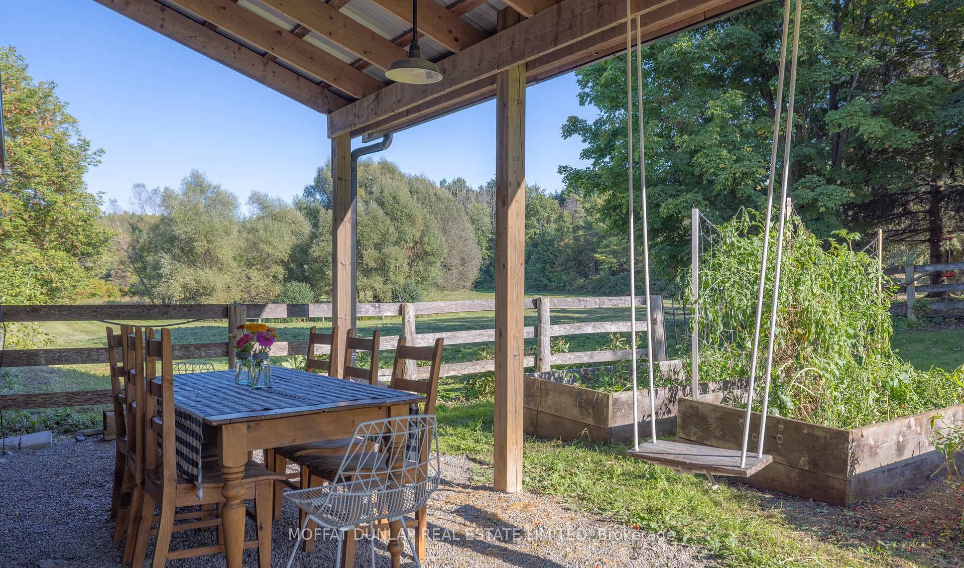 Outdoor Dining beside Vegetable Garden
