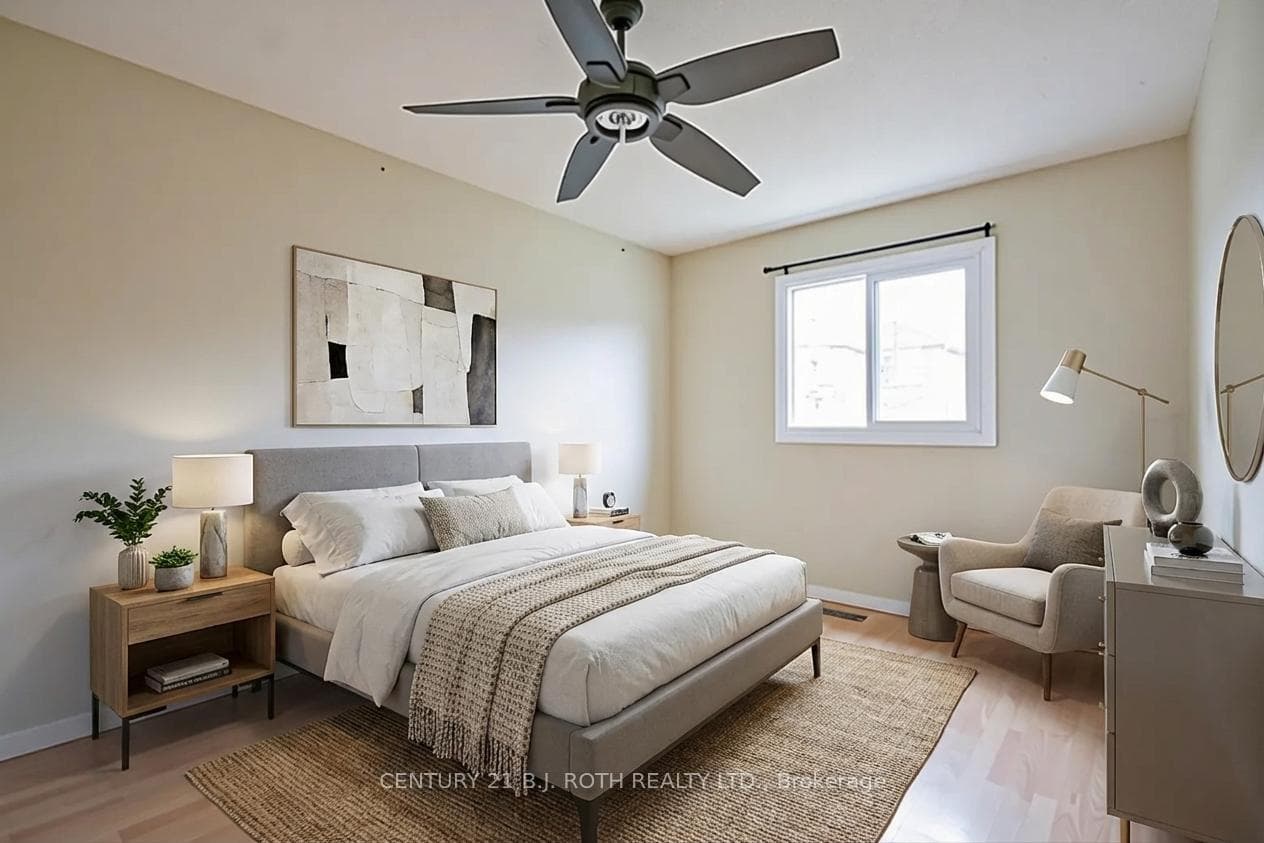 Digitally staged primary bedroom