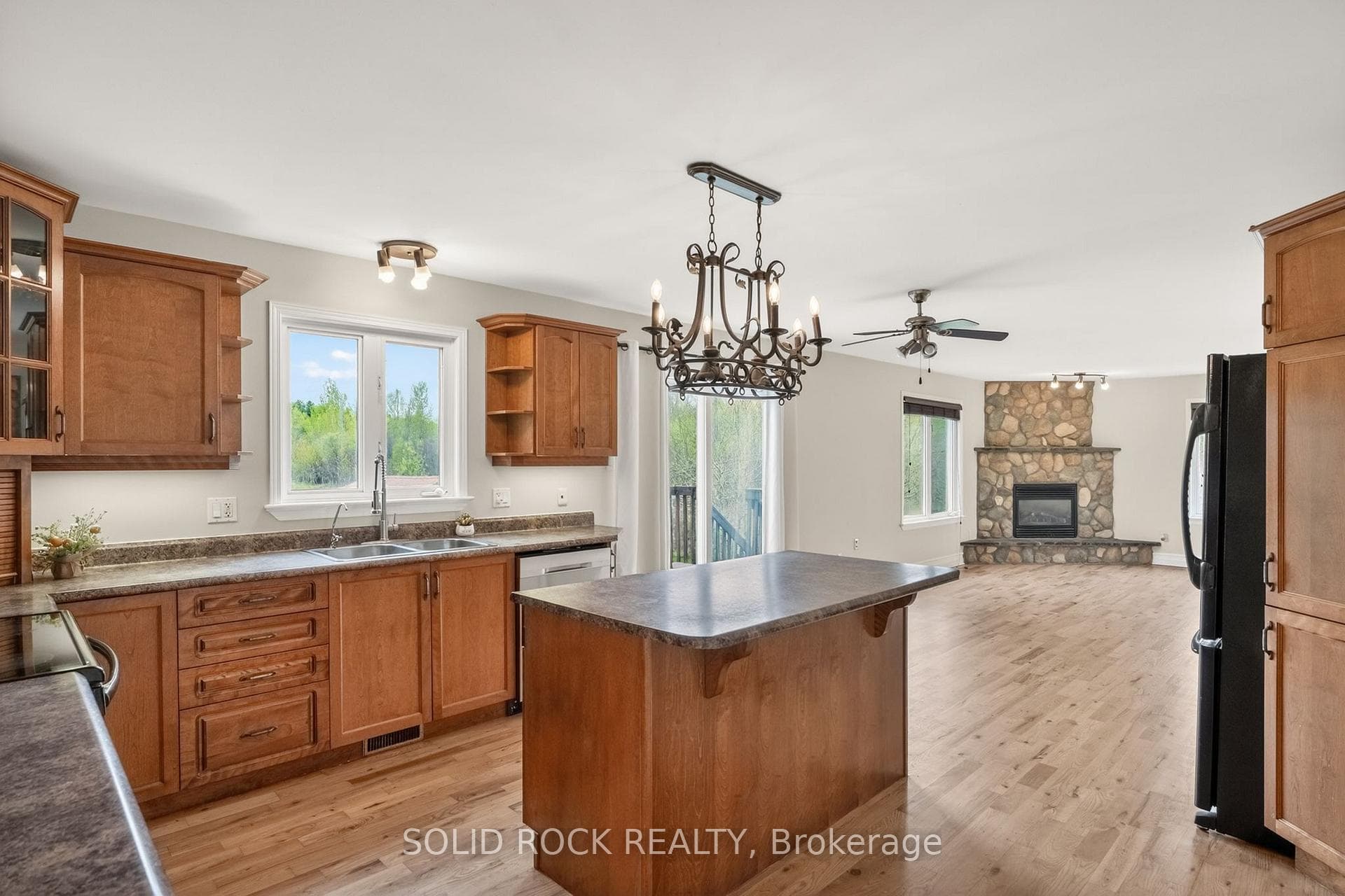 Kitchen is open to the family room