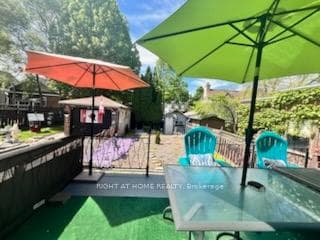 Large comfortable deck with chairs and sun chairs