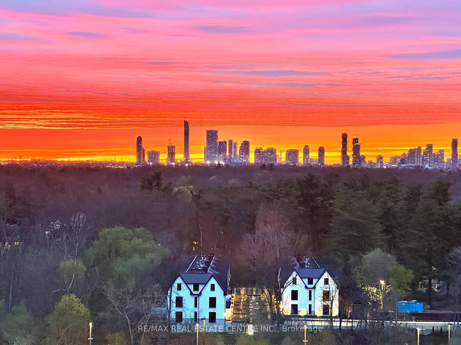 View of spectacular sunset from the balcony