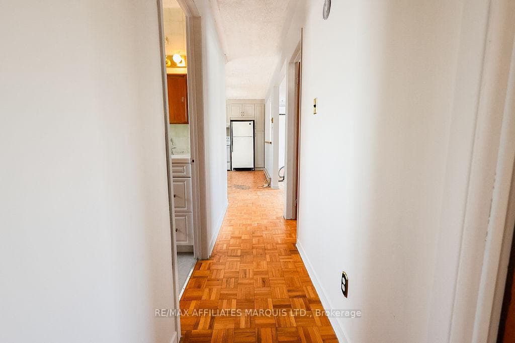 View from bedrooms into kitchen