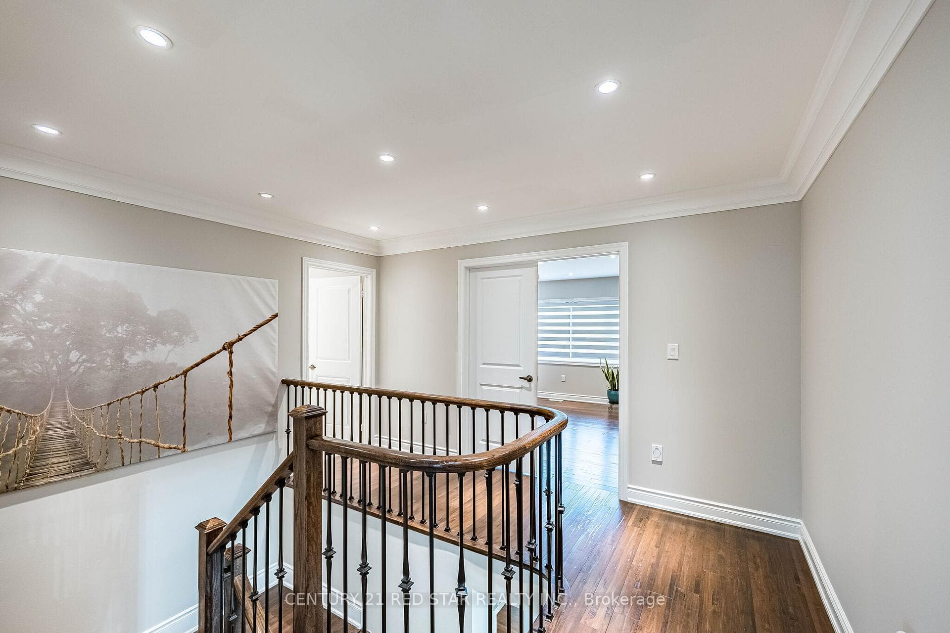 2nd floor hallway and custom staircase