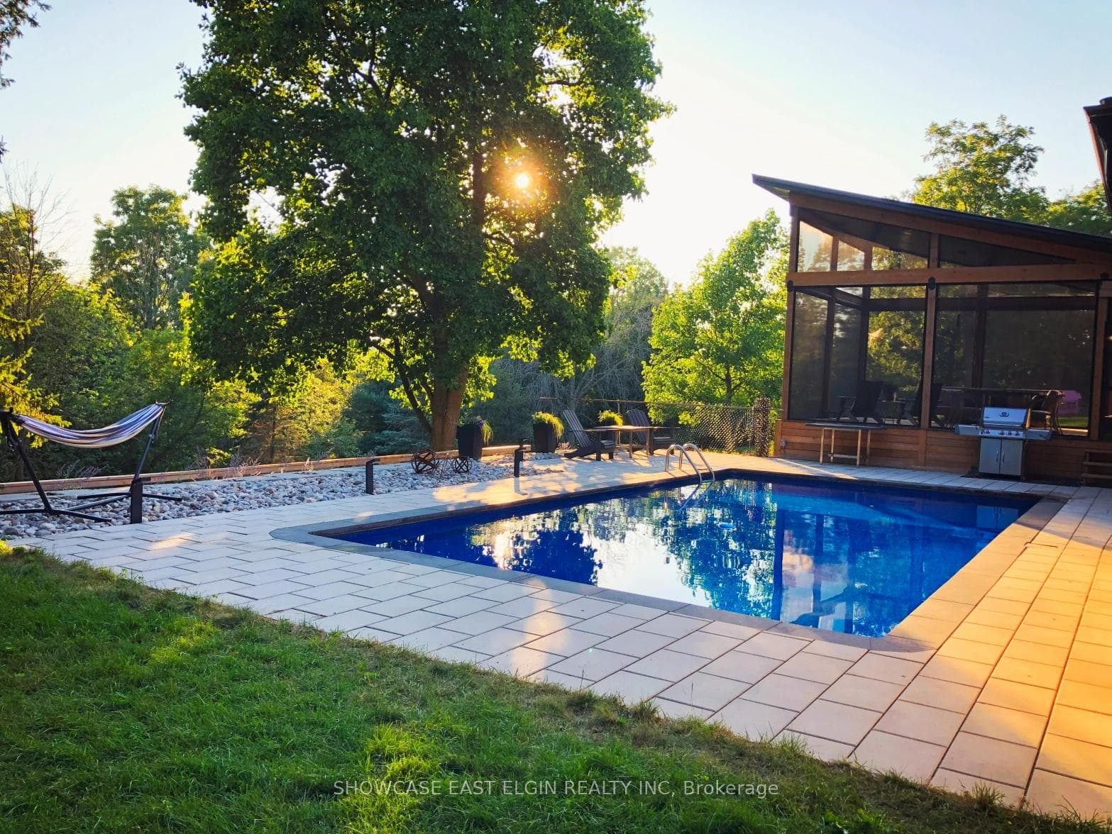 large pool on ravine lot