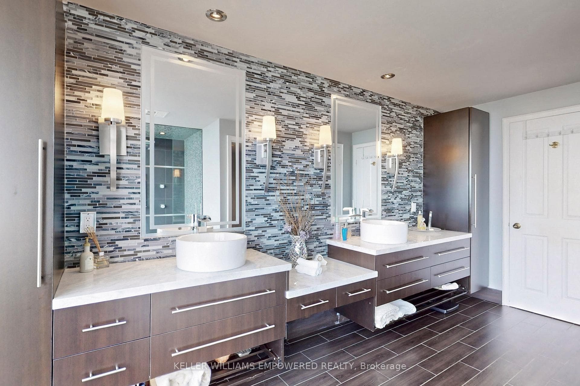Luxurious master ensuite w/marble top float vanity