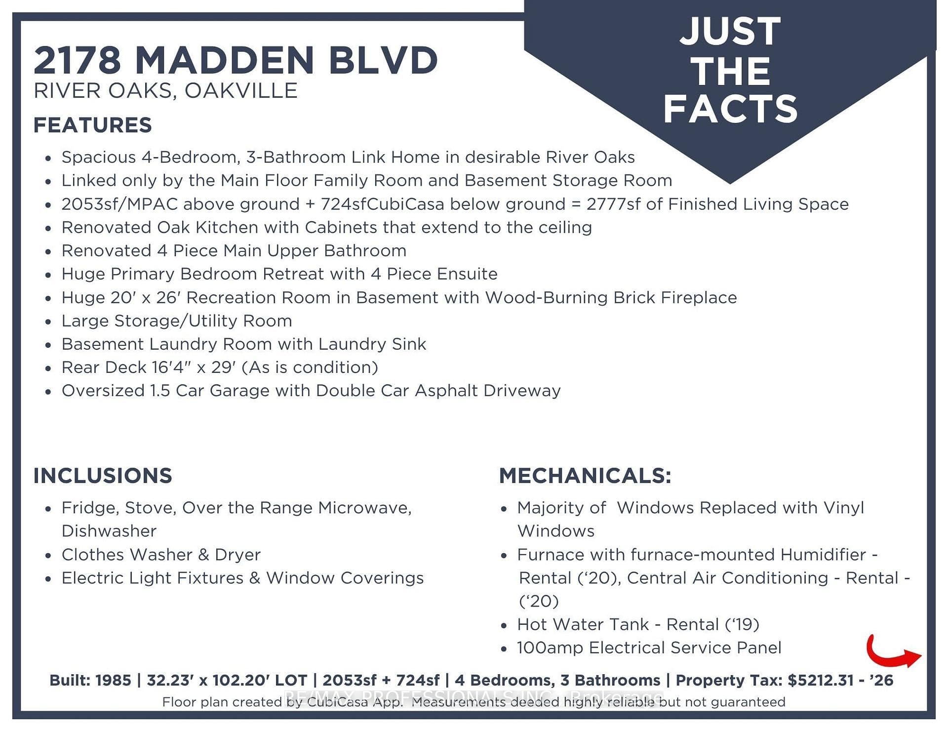 2178 Madden Ave. "Just the Facts" Feature Sheet