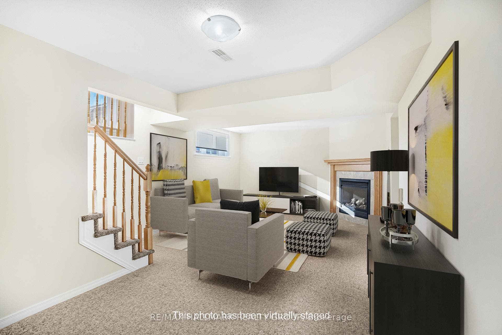 The lower level FAMILY ROOM is bright and sunny!