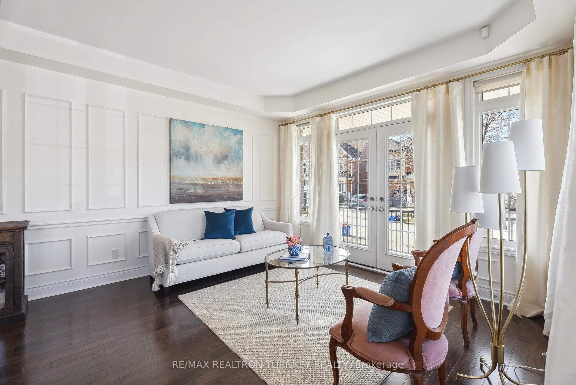 Refined Living Room with Walk-Out to covered porch