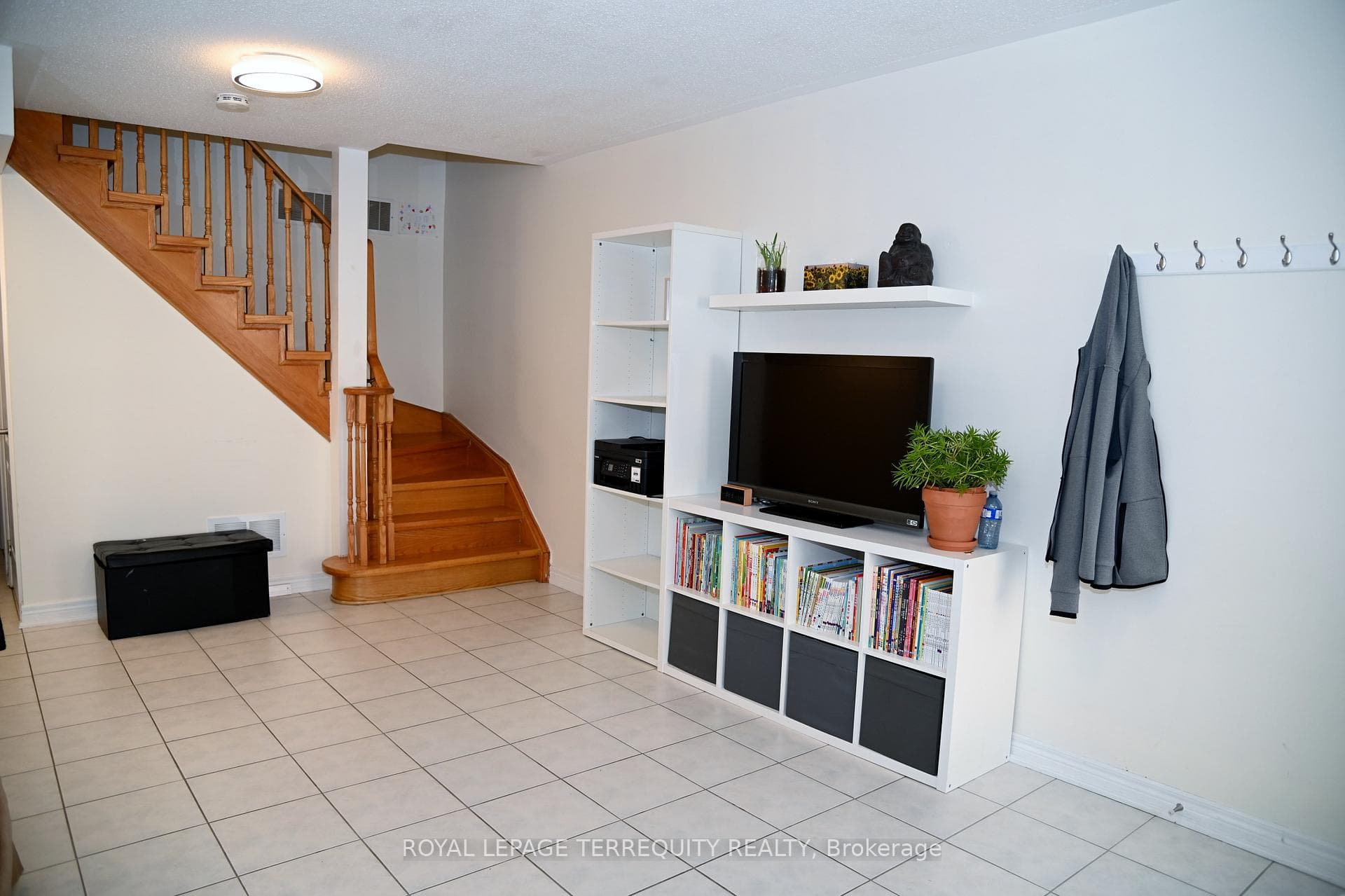 Basement with ceramic tile flooring