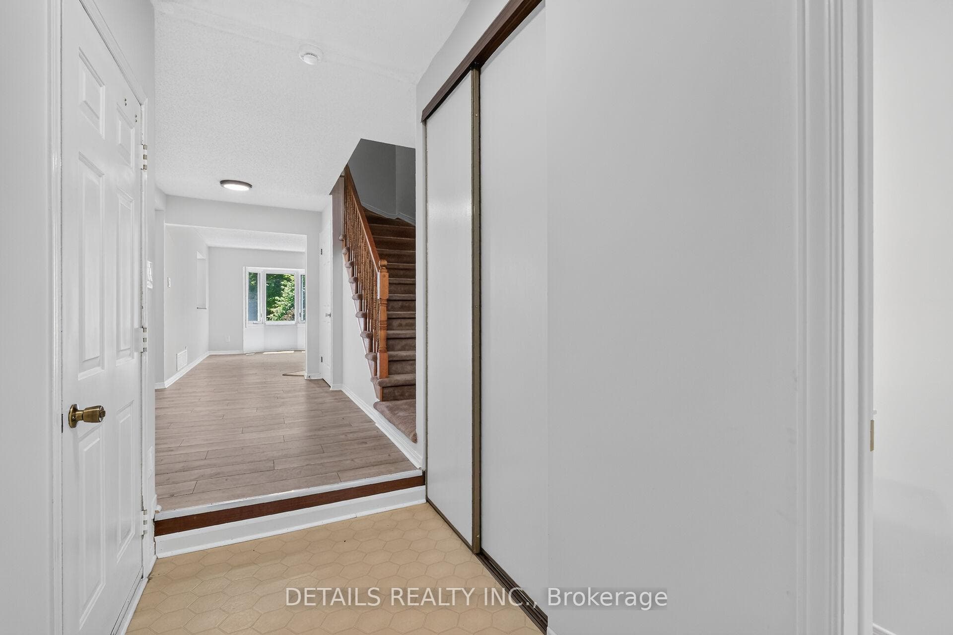 A generous size foyer with inside garage entry