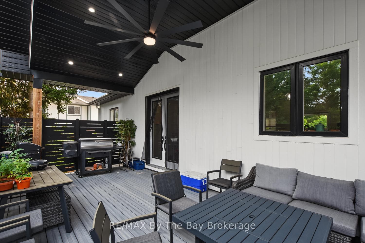 Covered Deck Area with Fans and Lighting