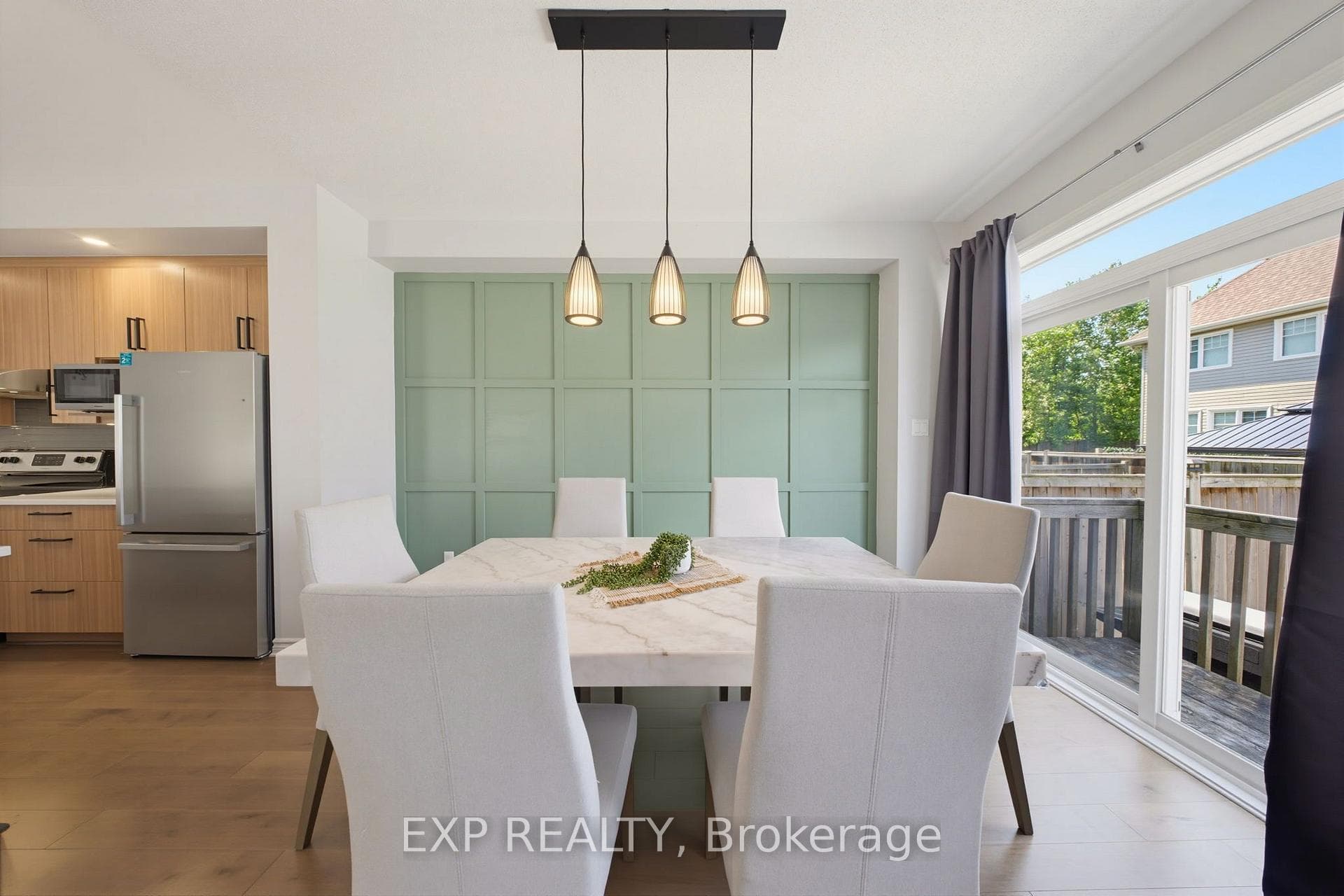 Dining Area With Modern Lighting.