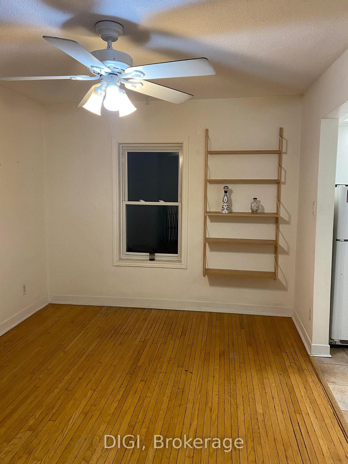 dining room with built in shelves