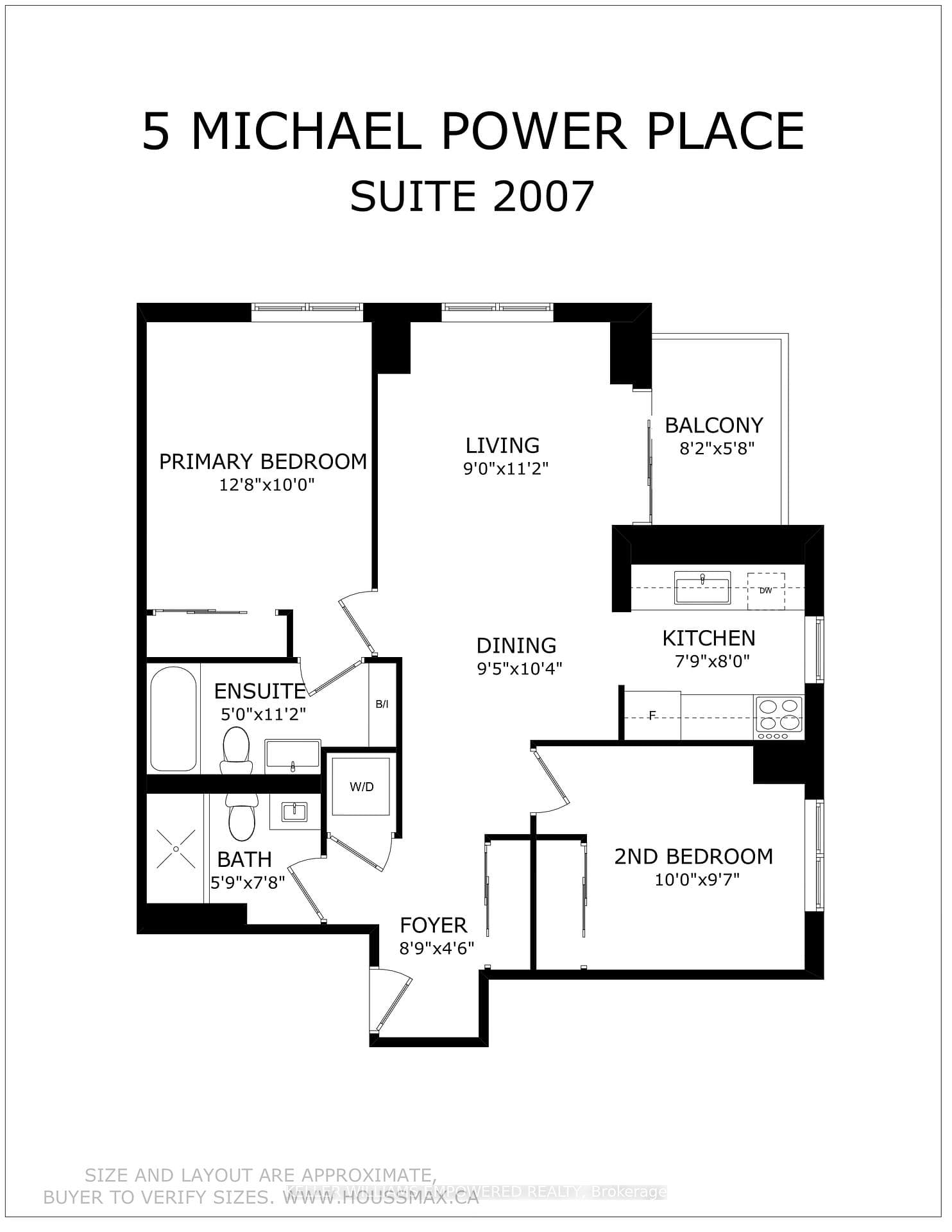 Floor Plan 885 Interior+46 Balc = 931 Total Sq Ft