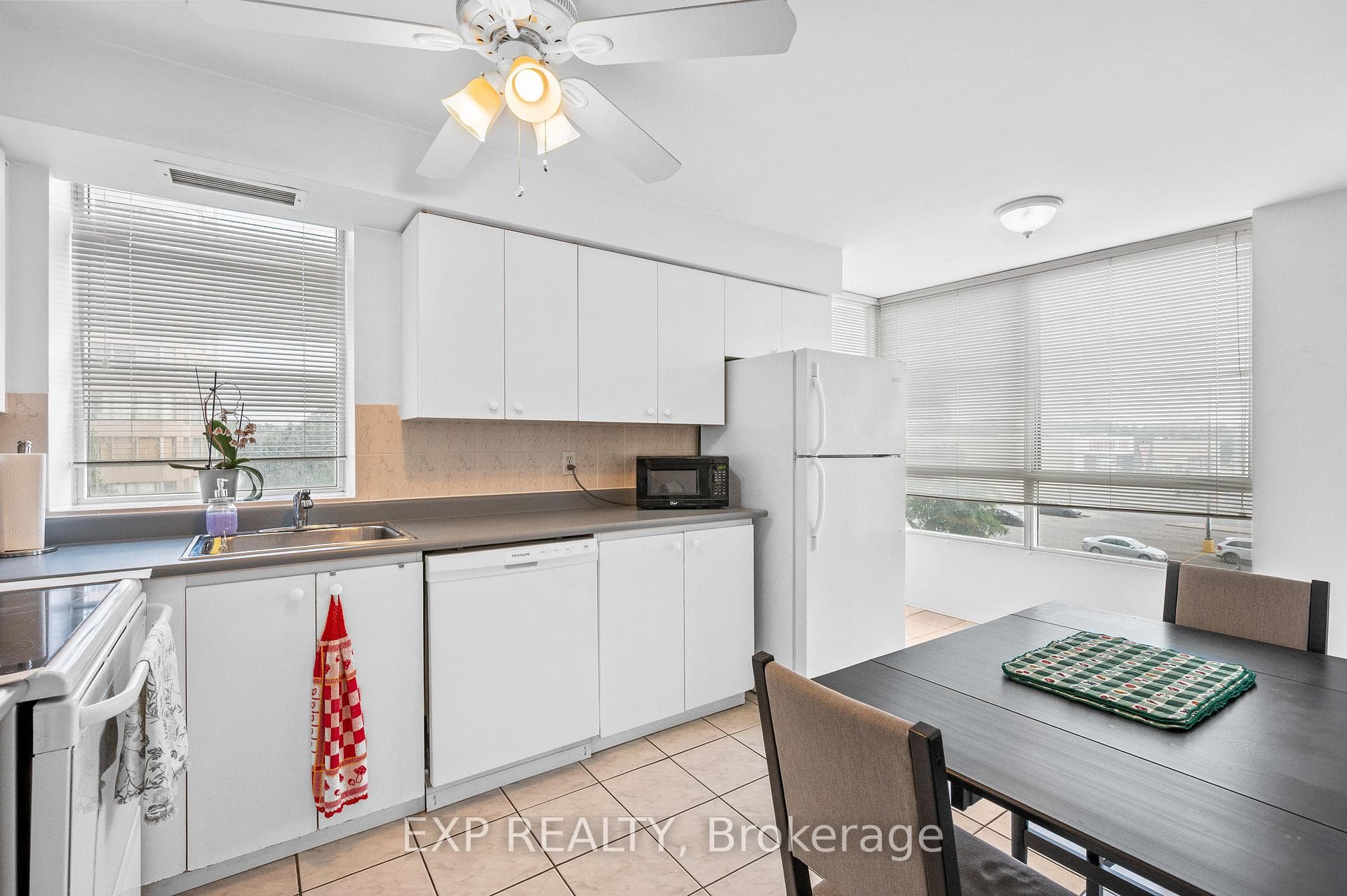 Kitchen with view of dining area