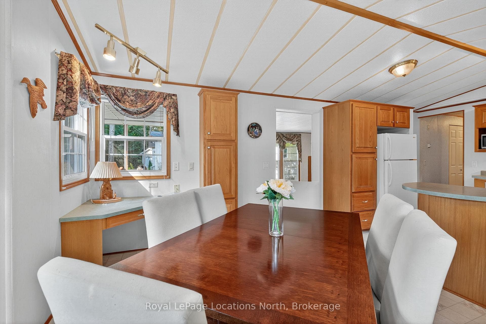 Dining room with built in desk