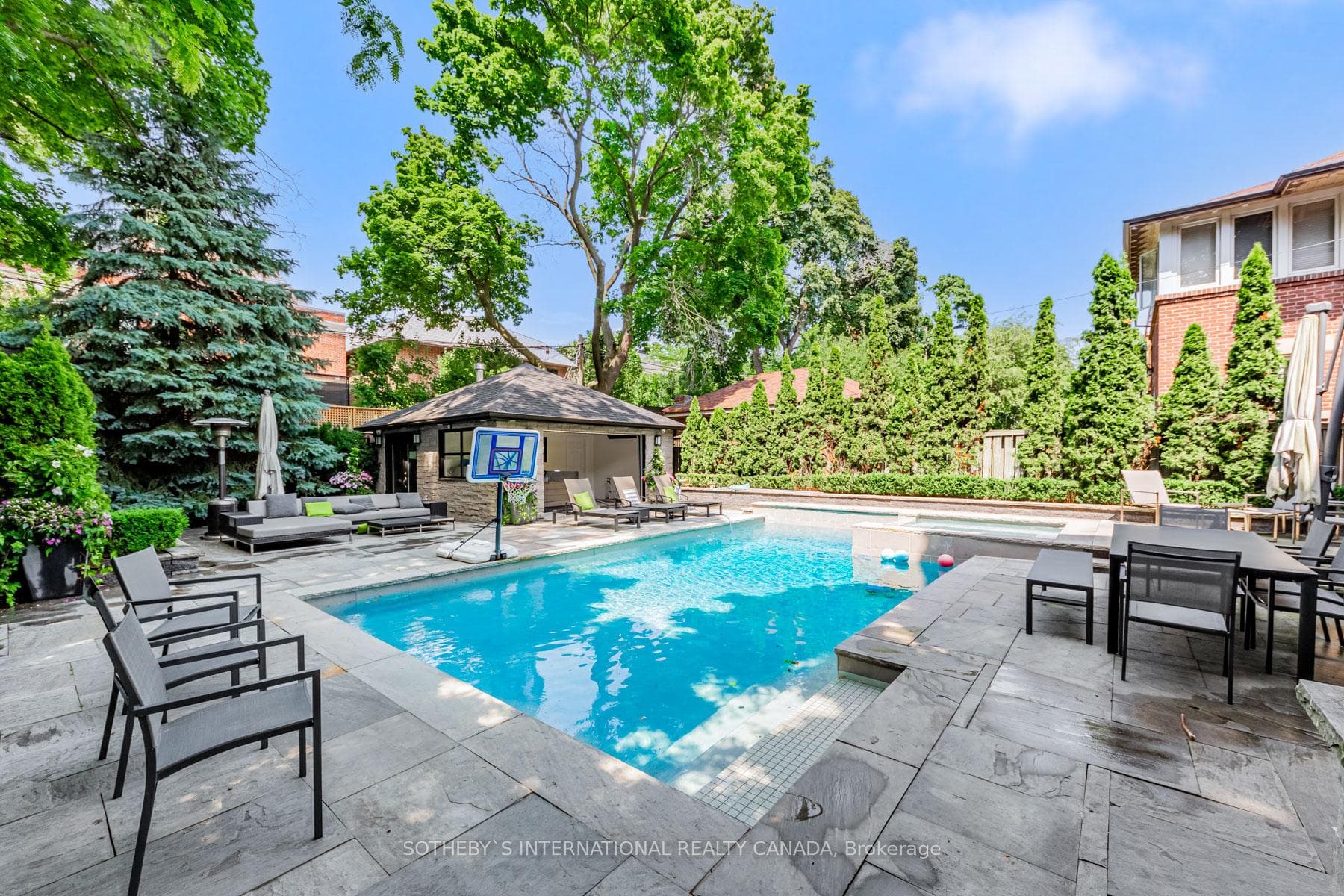 Private backyard with Heated Saltwater Pool.