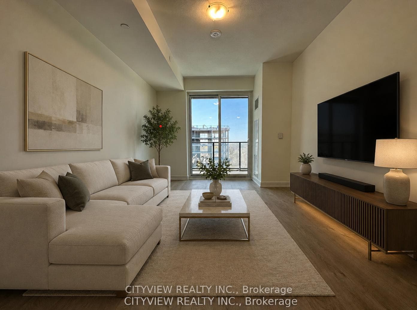 Virtually staged living room