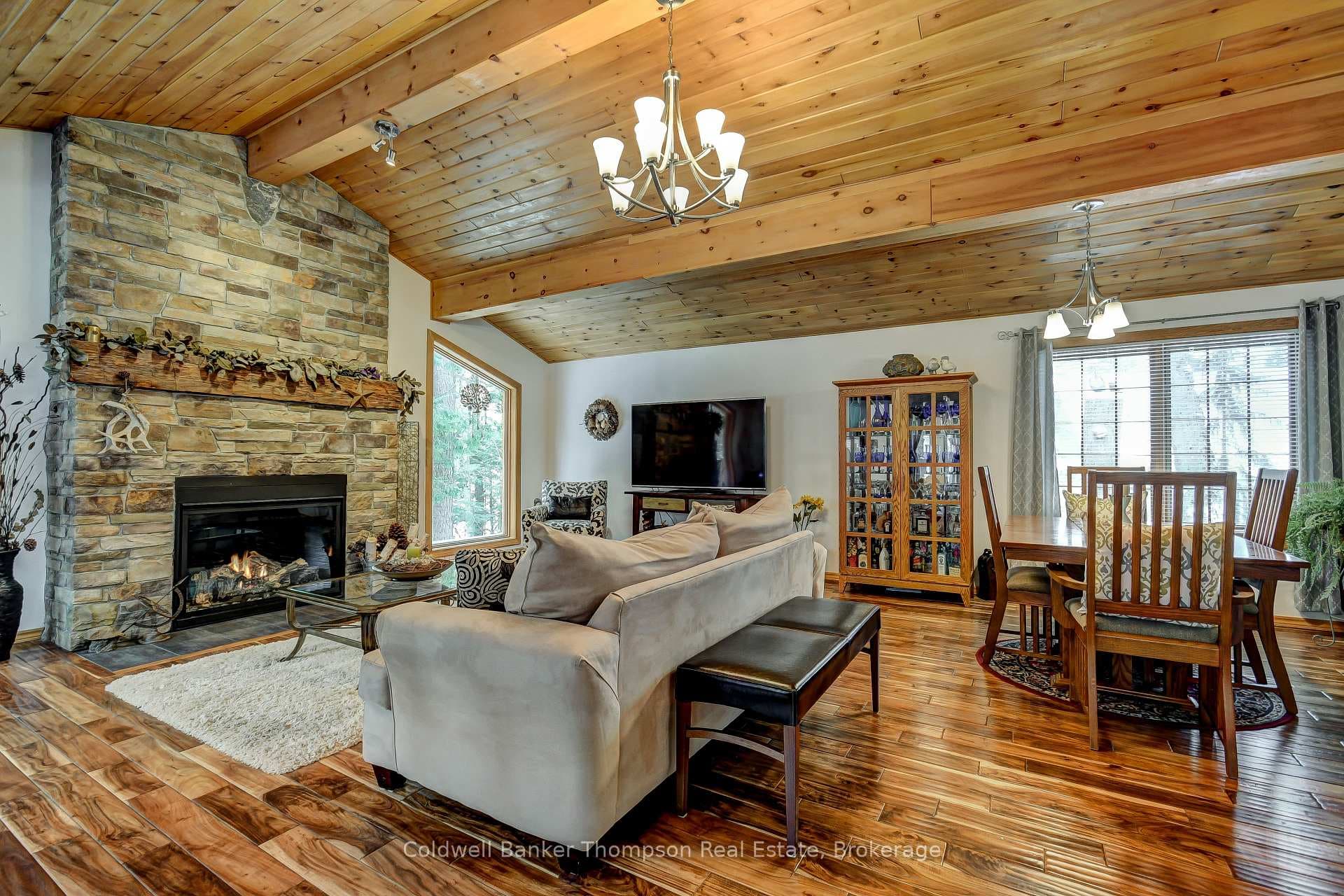 Family Room with Floor to Ceiling Fireplace