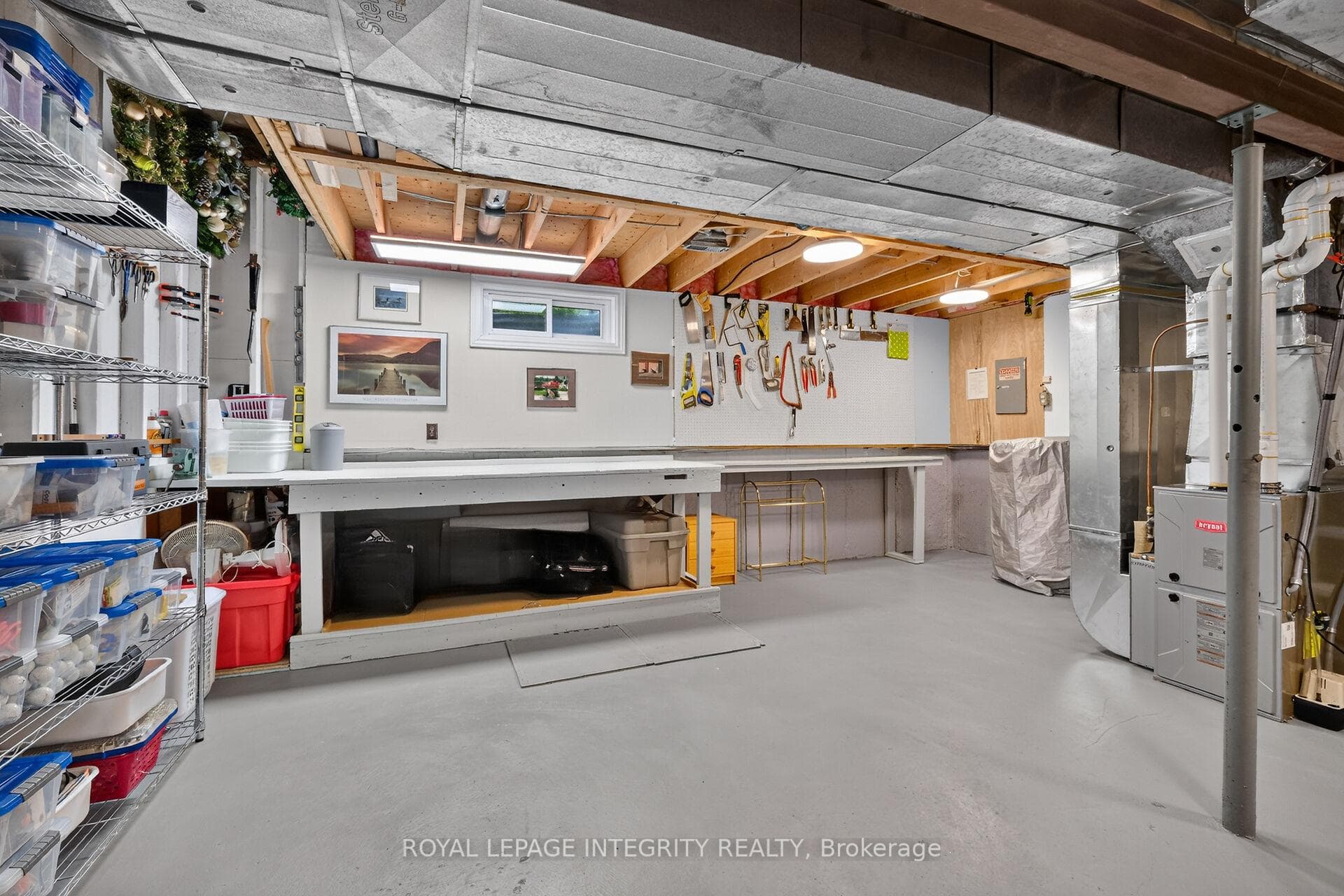 Notice painted floor Workshop/utility/storage rm
